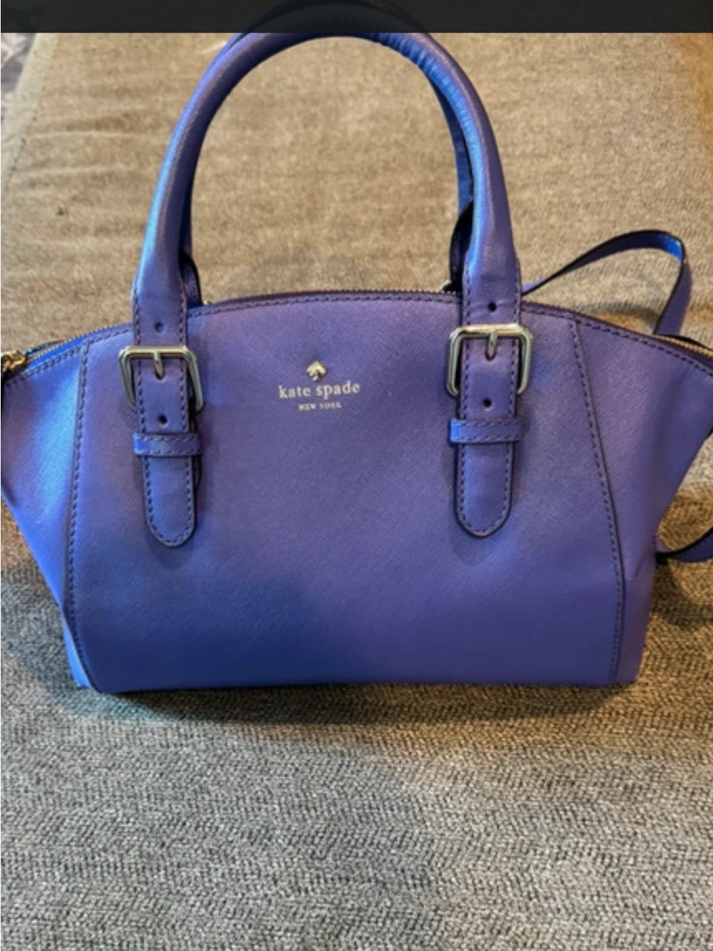 kate spade Purple Saffiano Leather Satchel with Gold Hardware